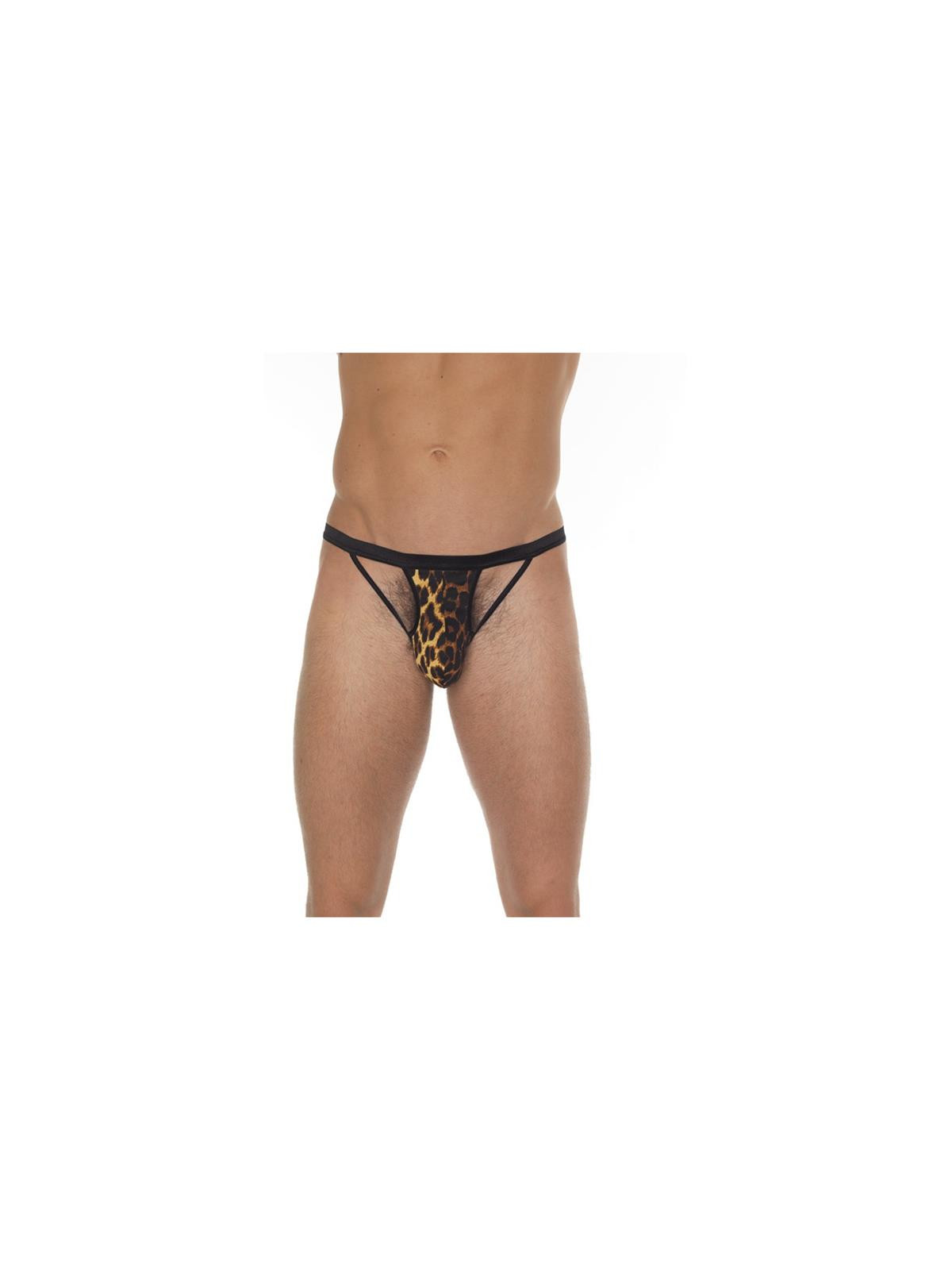 Tanga con Tiras Negro y Leopardo Talla Única