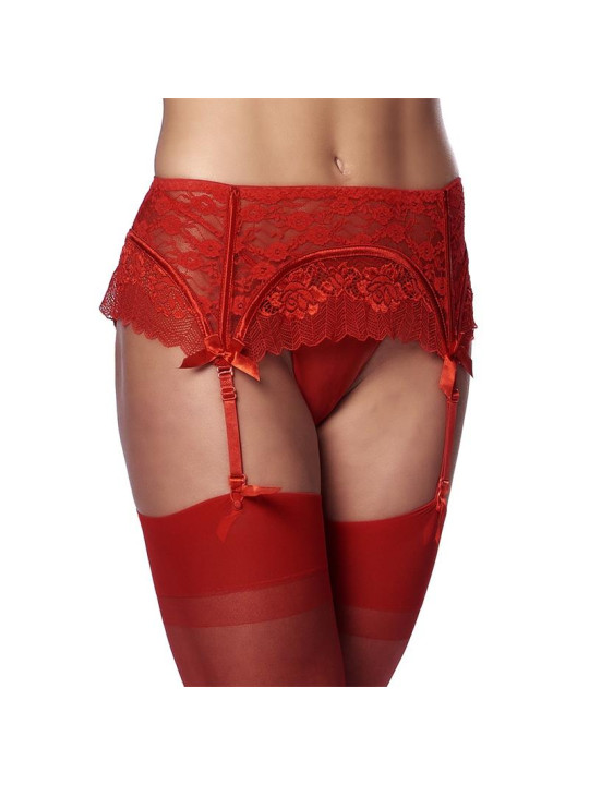 Liguero con Tanga y Medias Rojo