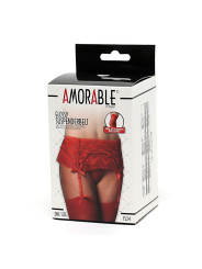 Liguero con Tanga y Medias Rojo