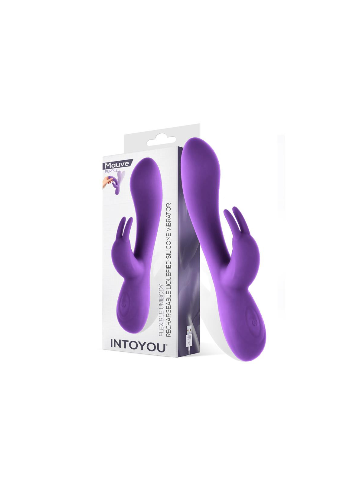 Mauve Vibrador Unibody Silicona Líquida USB Púrpura