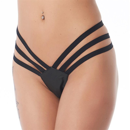 Tanga Cuero Negro Talla Única