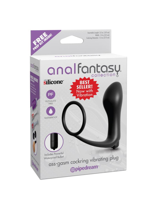 Plug Vibrador con Anillo Pene - Color Negro