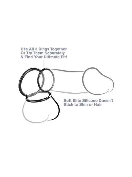 Fantasy C-Ringz Set de 3 Anillos de Silicona Color Negro