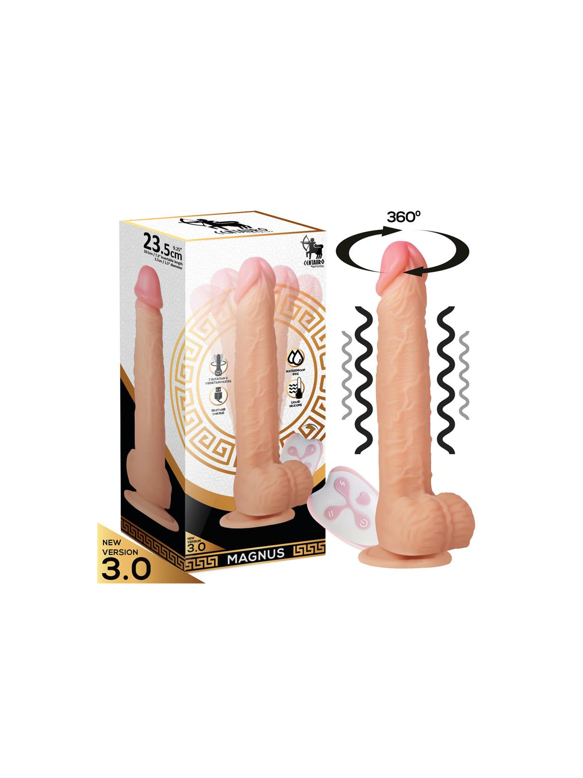 Magnus 3.0 Dildo Realista Vibrador y Rotador Control Remoto Silicona Líquida