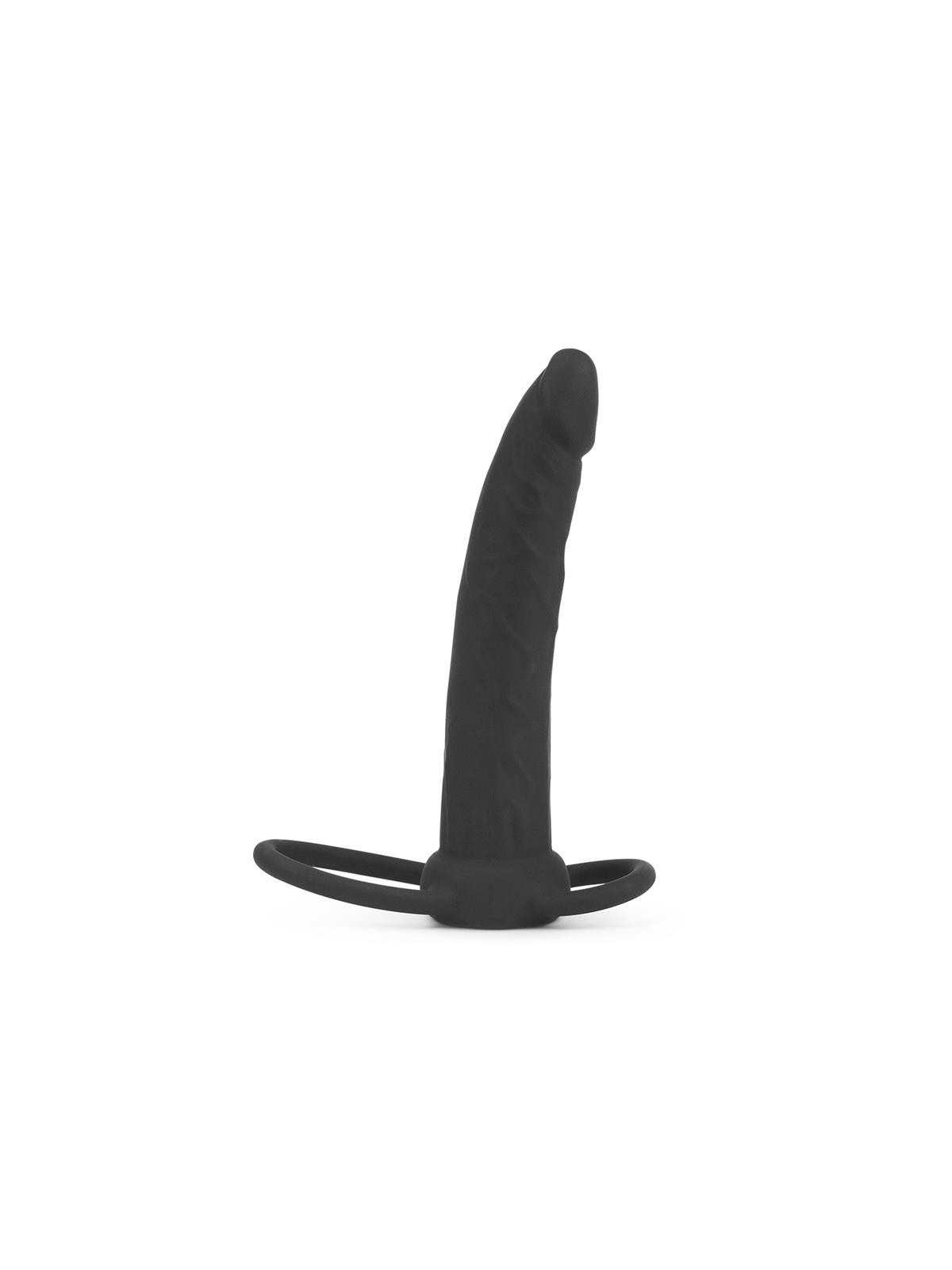 Dildo Anal con Doble Anillo Negro