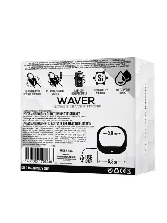 Waver Masturbador Masculino Función Calor y Vibración Flexible USB Silicona