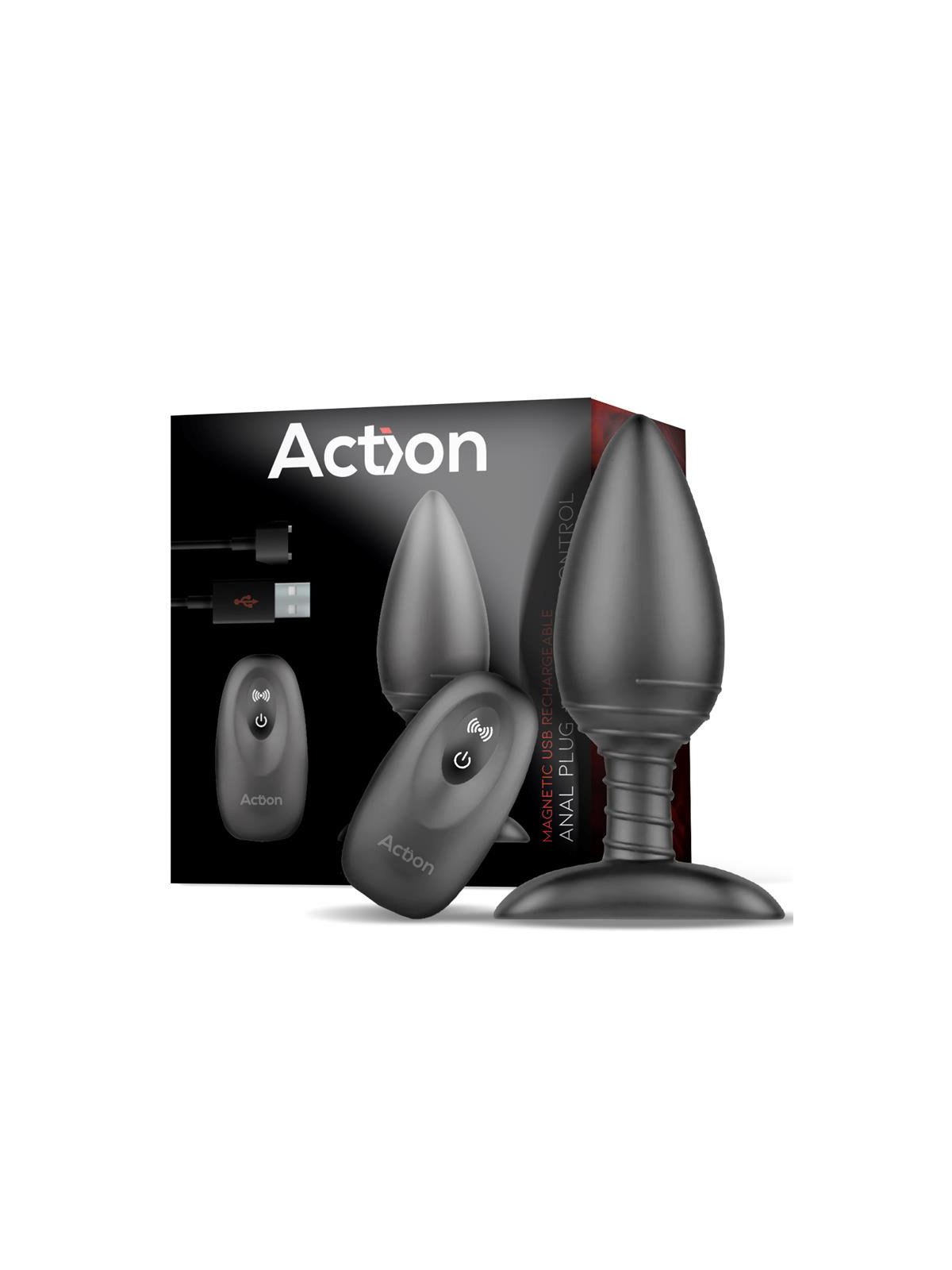 Asher Plug Anal con Control Remoto USB Magnético Negro