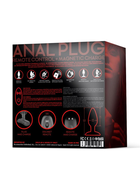 Asher Plug Anal con Control Remoto USB Magnético Negro