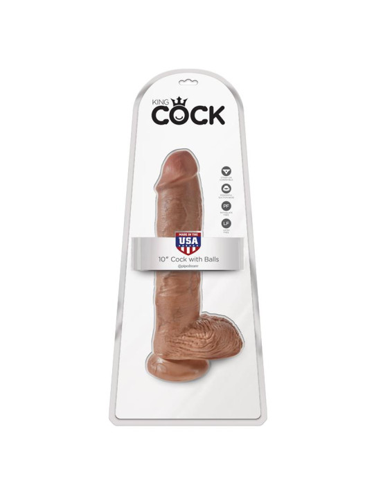 King Cock Pene con Testículos de 10 - Bronceado