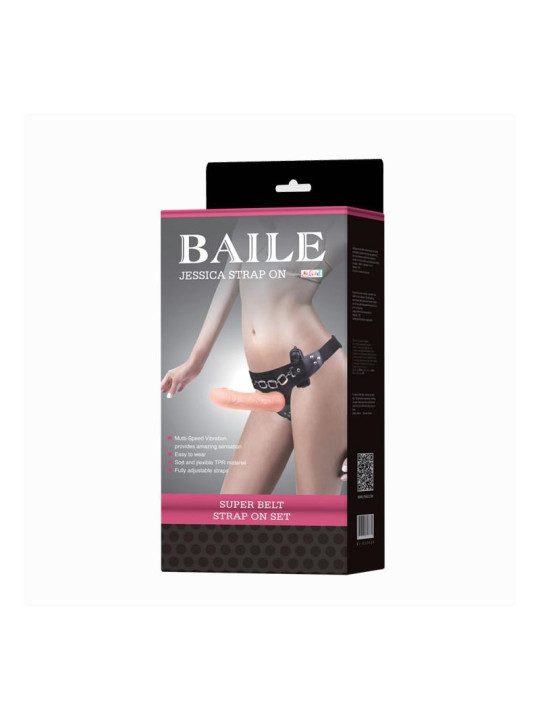 Baile Arnés con Dildo Vibrador Natural 18.5 cm