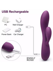 Bacall 3.0 Vibrador Silicona Liquida Inyectada Doble Motor USB Púrpura