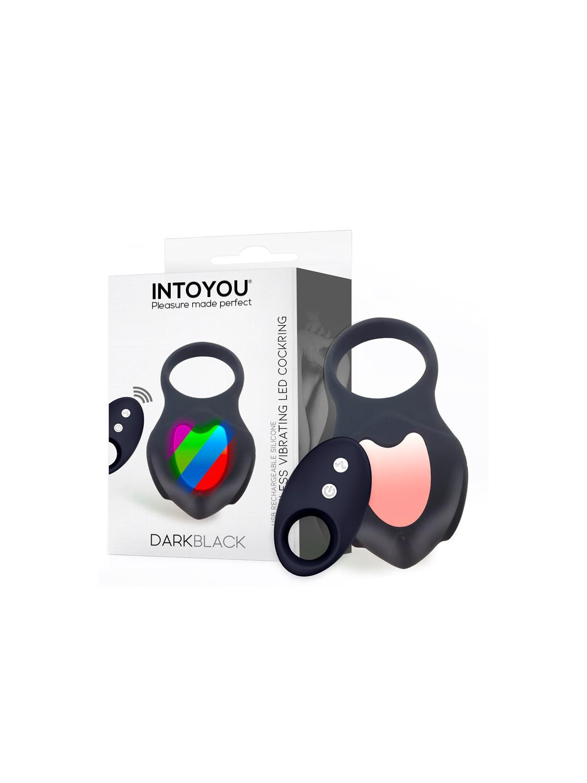 Darkblack Anillo Vibrador con Led Control Remoto USB Silicona