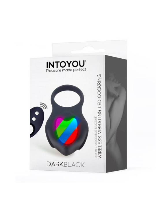 Darkblack Anillo Vibrador con Led Control Remoto USB Silicona