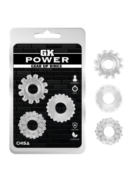 Kit 3 Anillos Pene Gear Up Transparente