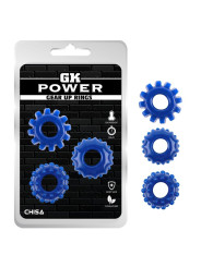 Kit 3 Anillos Pene Gear Up Azul