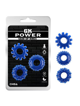 Kit 3 Anillos Pene Gear Up Azul