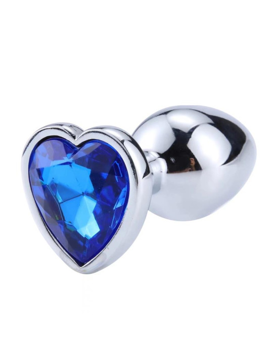 Plug Anal con Joya de Corazón Blue Sapphire Talla L