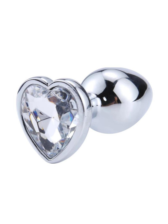 Plug Anal con Joya de Corazón Blanco Talla S