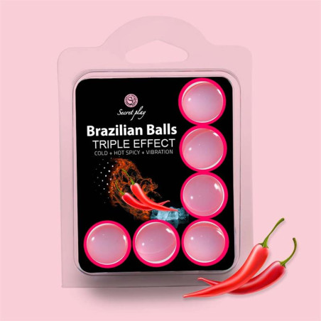 Set 6 Brazilian Balls Triple Efecto (Calor, Frio y Vibración)