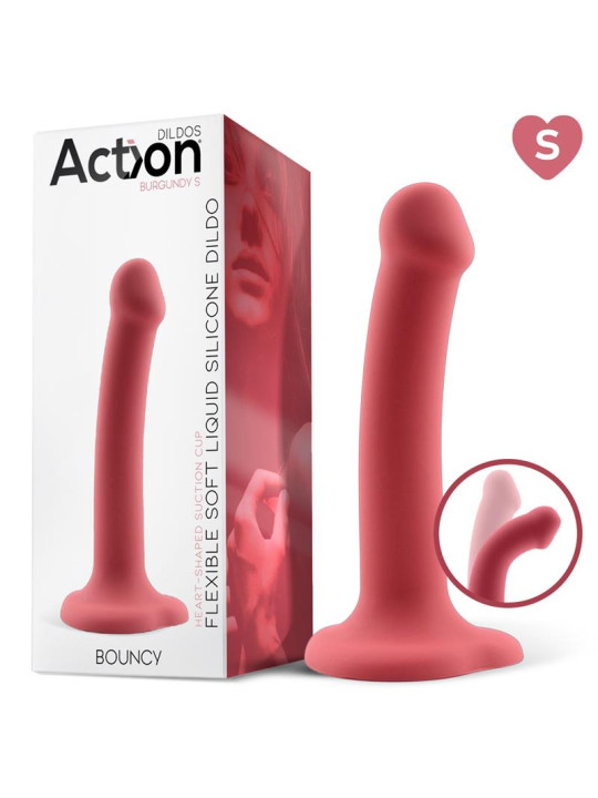 Bouncy Dildo Silicona Líquida Hiper Flexible 6.5 - 16.5 cm Talla S Burgundy
