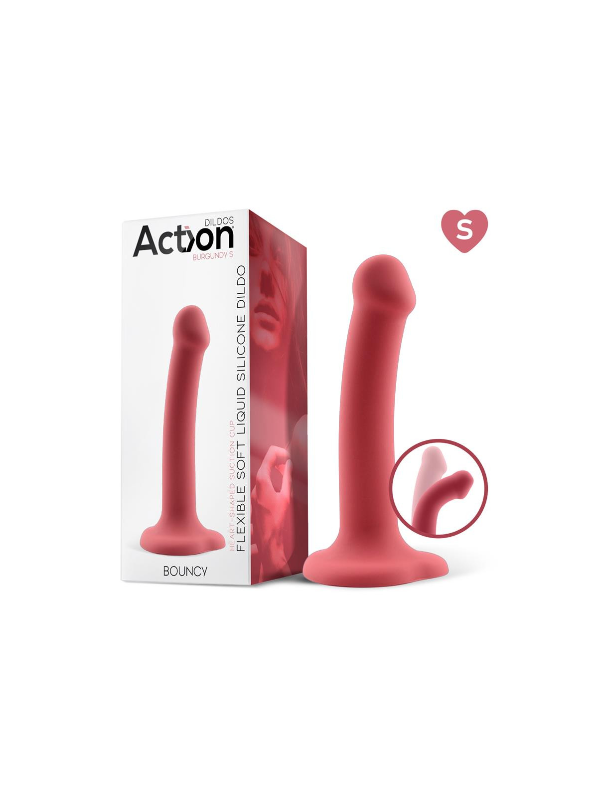 Bouncy Dildo Silicona Líquida Hiper Flexible 6.5 - 16.5 cm Talla S Burgundy