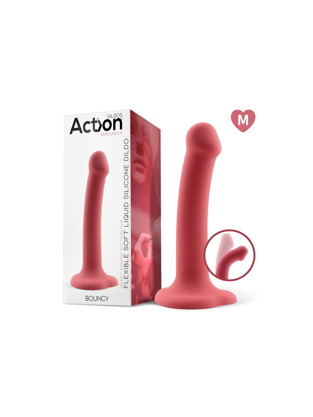 Bouncy Dildo Silicona Líquida Hiper Flexible 7 - 18 cm Talla M Burgundy