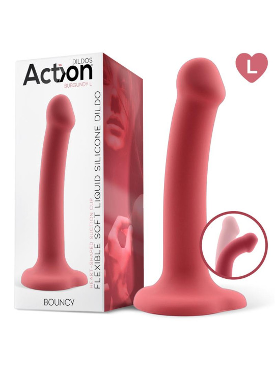 Bouncy Dildo Silicona Líquida Hiper Flexible 7.5 - 19 cm Talla L Burgundy