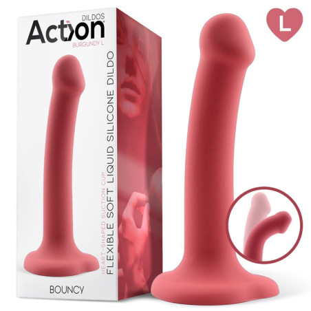 Bouncy Dildo Silicona Líquida Hiper Flexible 7.5 - 19 cm Talla L Burgundy