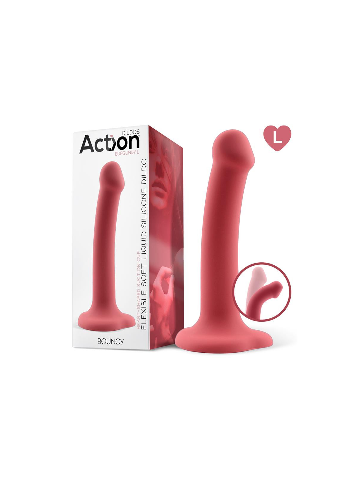 Bouncy Dildo Silicona Líquida Hiper Flexible 7.5 - 19 cm Talla L Burgundy