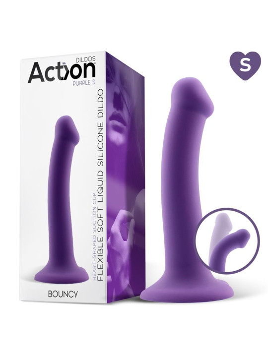 Bouncy Dildo Silicona Líquida Hiper Flexible 6.5 - 16.5 cm Talla S Púrpura