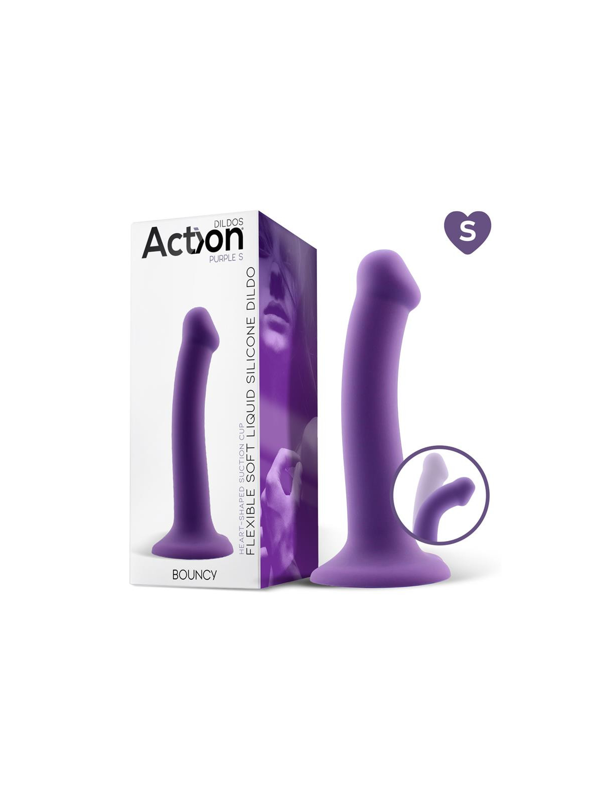 Bouncy Dildo Silicona Líquida Hiper Flexible 6.5 - 16.5 cm Talla S Púrpura