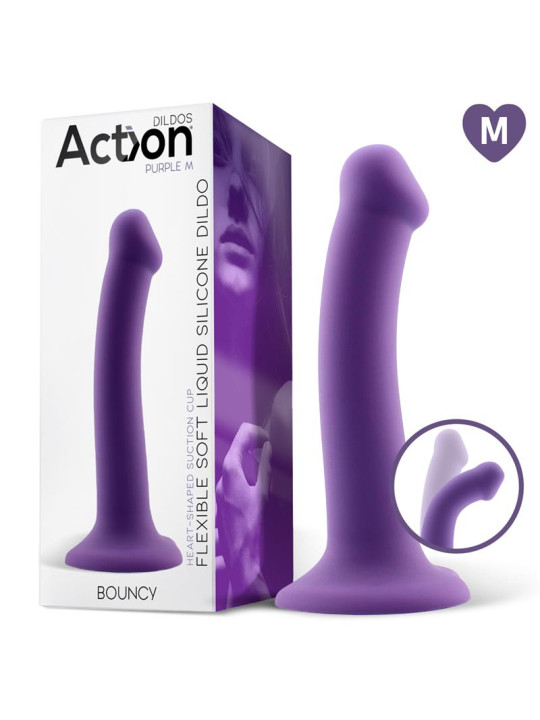 Bouncy Dildo Silicona Líquida Hiper Flexible 7 - 18 cm Talla M Púrpura