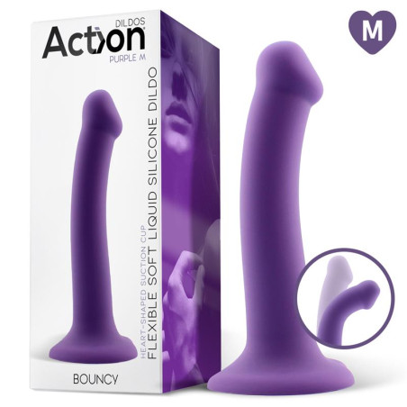 Bouncy Dildo Silicona Líquida Hiper Flexible 7 - 18 cm Talla M Púrpura