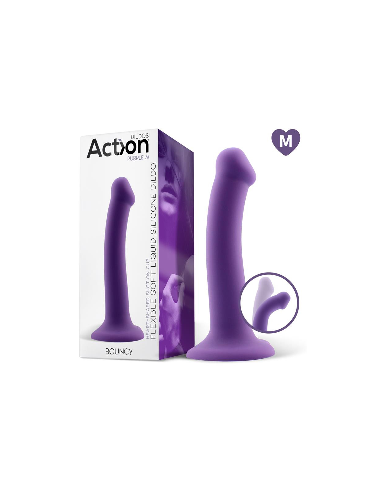 Bouncy Dildo Silicona Líquida Hiper Flexible 7 - 18 cm Talla M Púrpura