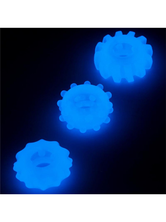 Lumino Play Set 3 Anillos para el Pene Luz Azul