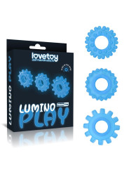 Lumino Play Set 3 Anillos para el Pene Luz Azul