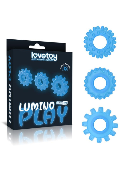 Lumino Play Set 3 Anillos para el Pene Luz Azul