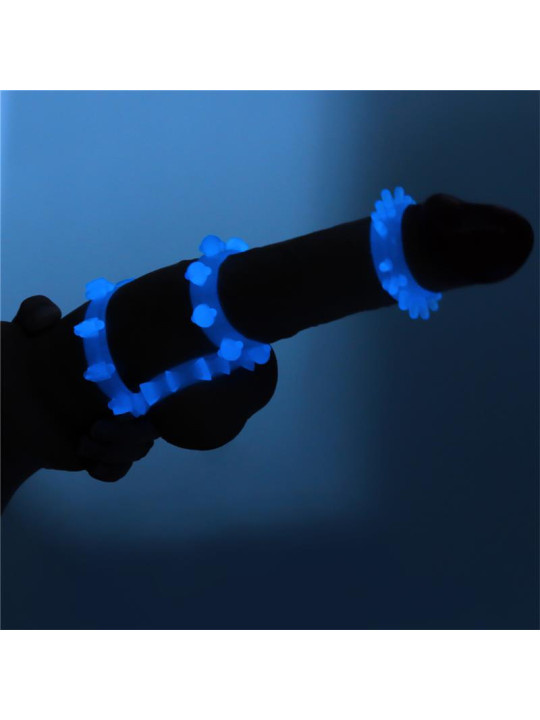 Lumino Play Set 4 Anillo para el Pene Luz Azul