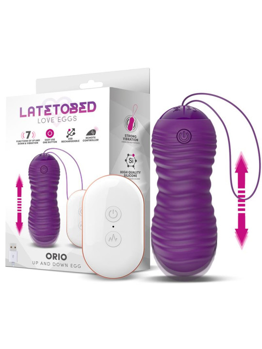 Orio Huevo Vibrador y Movimiento Telescópico Up and Down Control Remoto Púrpura