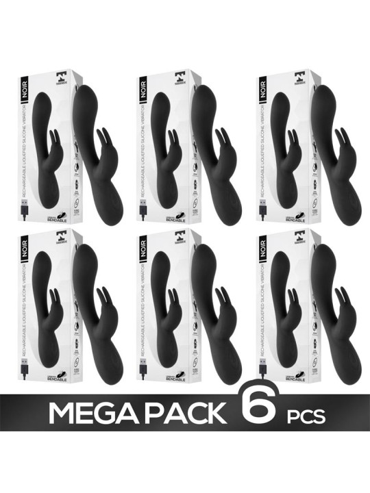 Pack de 6 Noir Vibrador Silicona Liquida Inyectada 2 Motores USB