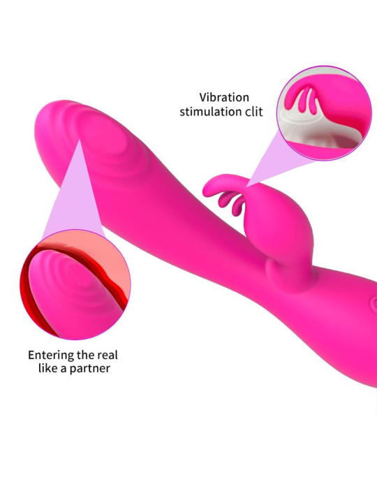 Conejito Vibrador Magic Stick con Pulsación Fucsia