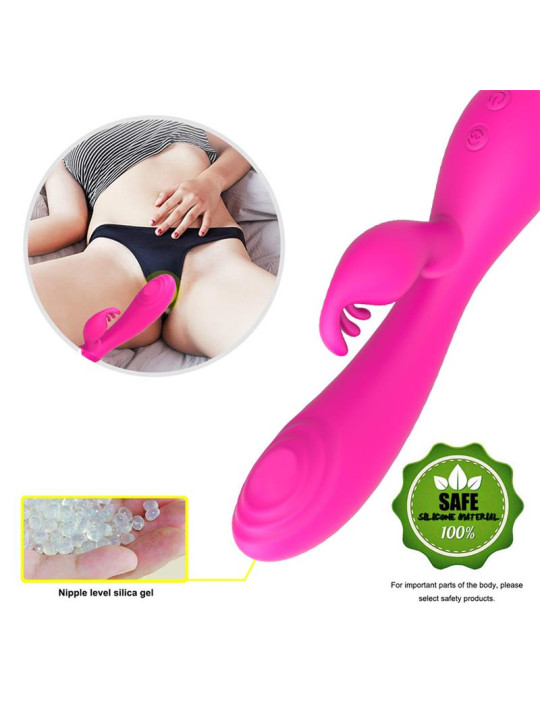 Conejito Vibrador Magic Stick con Pulsación Fucsia