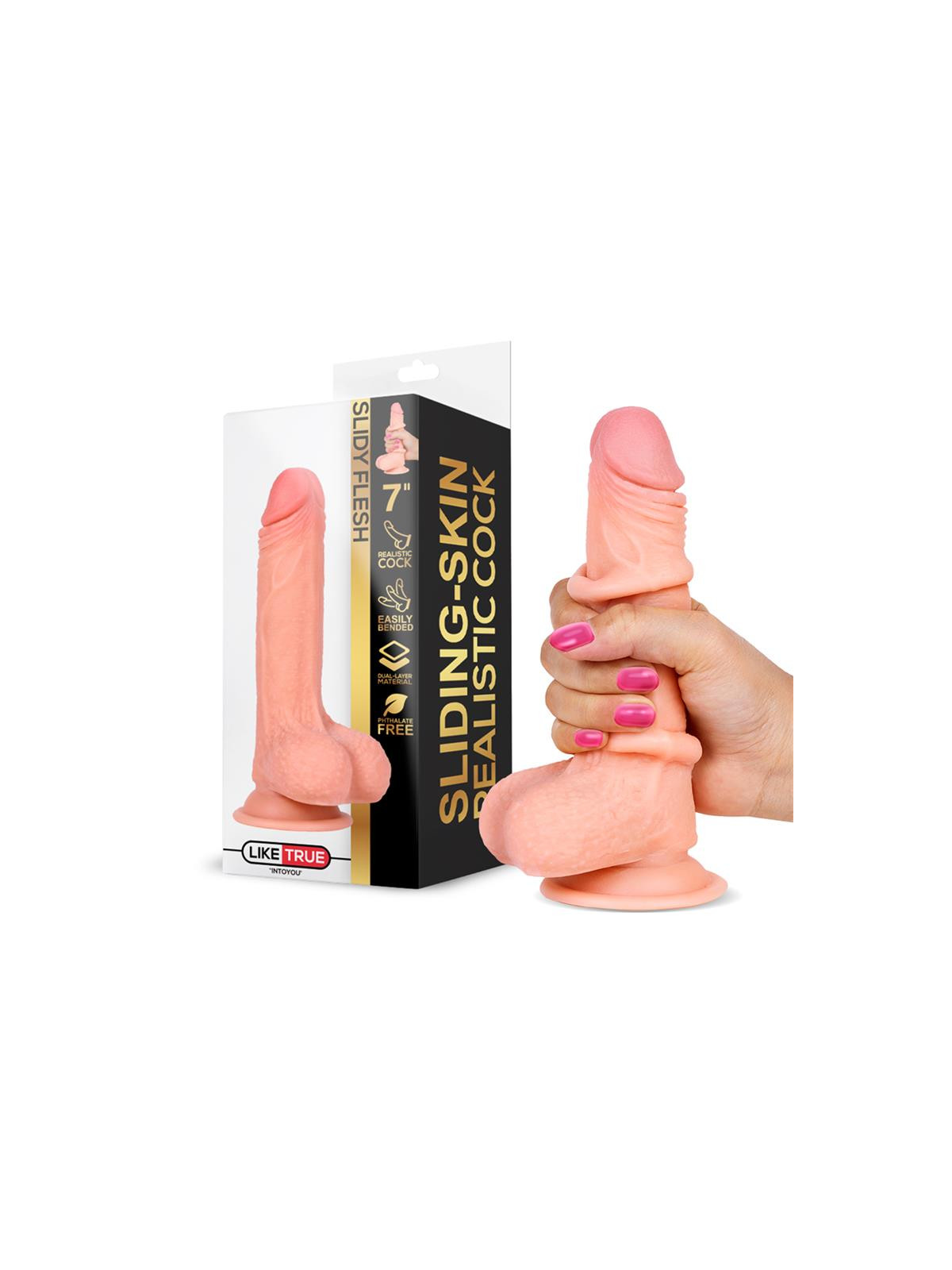 Slidy Dildo Realista Dual Layer Retráctil y Orientable 7