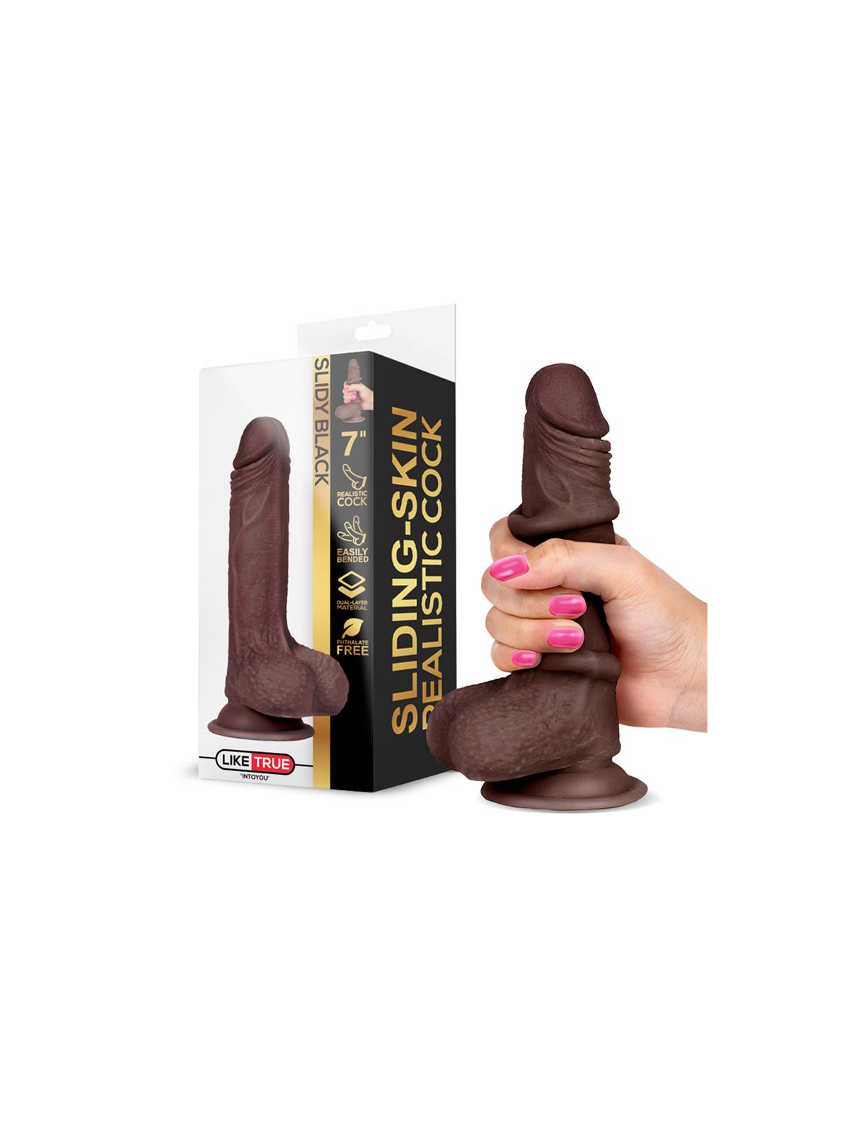 Slidy Dildo Realista Dual Layer Retráctil y Orientable 7