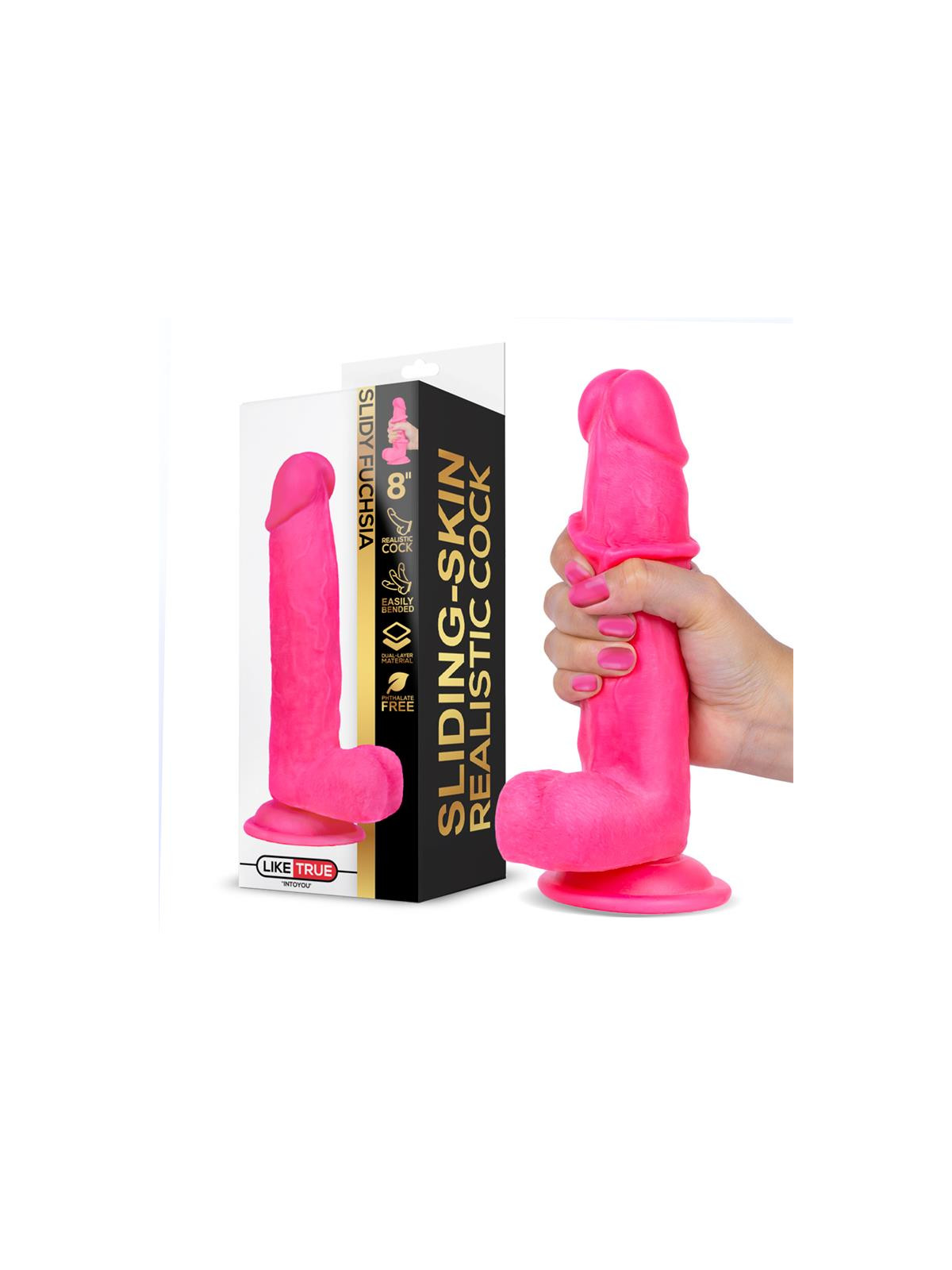 Slidy Dildo Realista Dual Layer Retráctil y Orientable 8