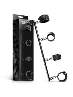 Barra Separadora Rígida Desmontable y 4 Esposas Desmontables Neopreno y Cuero Vegano