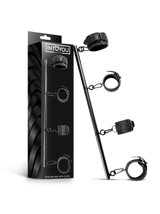 Barra Separadora Rígida Desmontable y 4 Esposas Desmontables Neopreno y Cuero Vegano