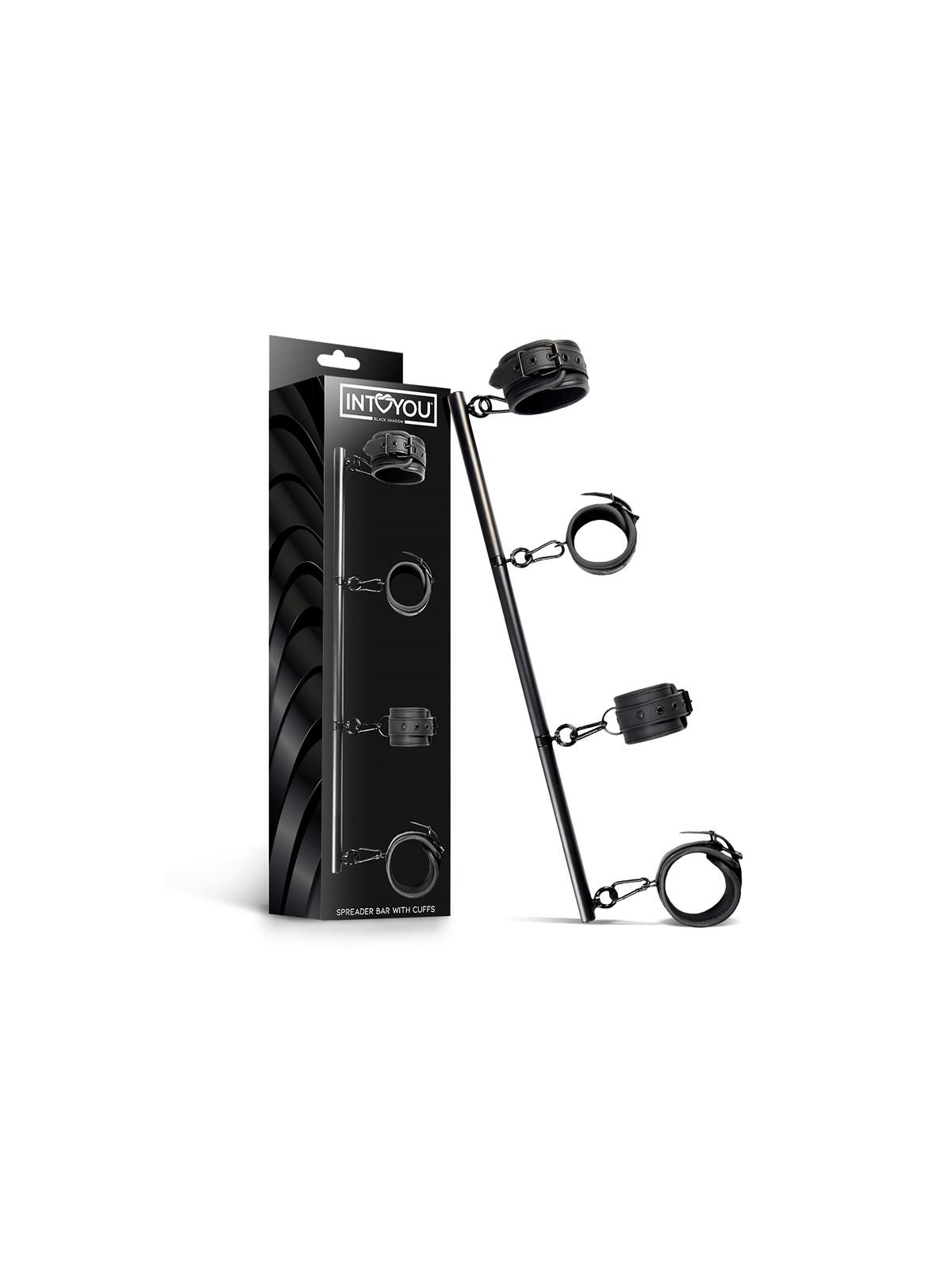 Barra Separadora Rígida Desmontable y 4 Esposas Desmontables Neopreno y Cuero Vegano