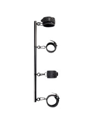 Barra Separadora Rígida Desmontable y 4 Esposas Desmontables Neopreno y Cuero Vegano