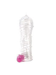 Funda para el Pene Texturizada con Bala Vibradora Transparente